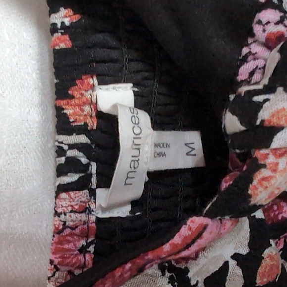 Maurices Black Pink Floral Tie Chest Tiered Dress Size Medium - Picture 2 of 6